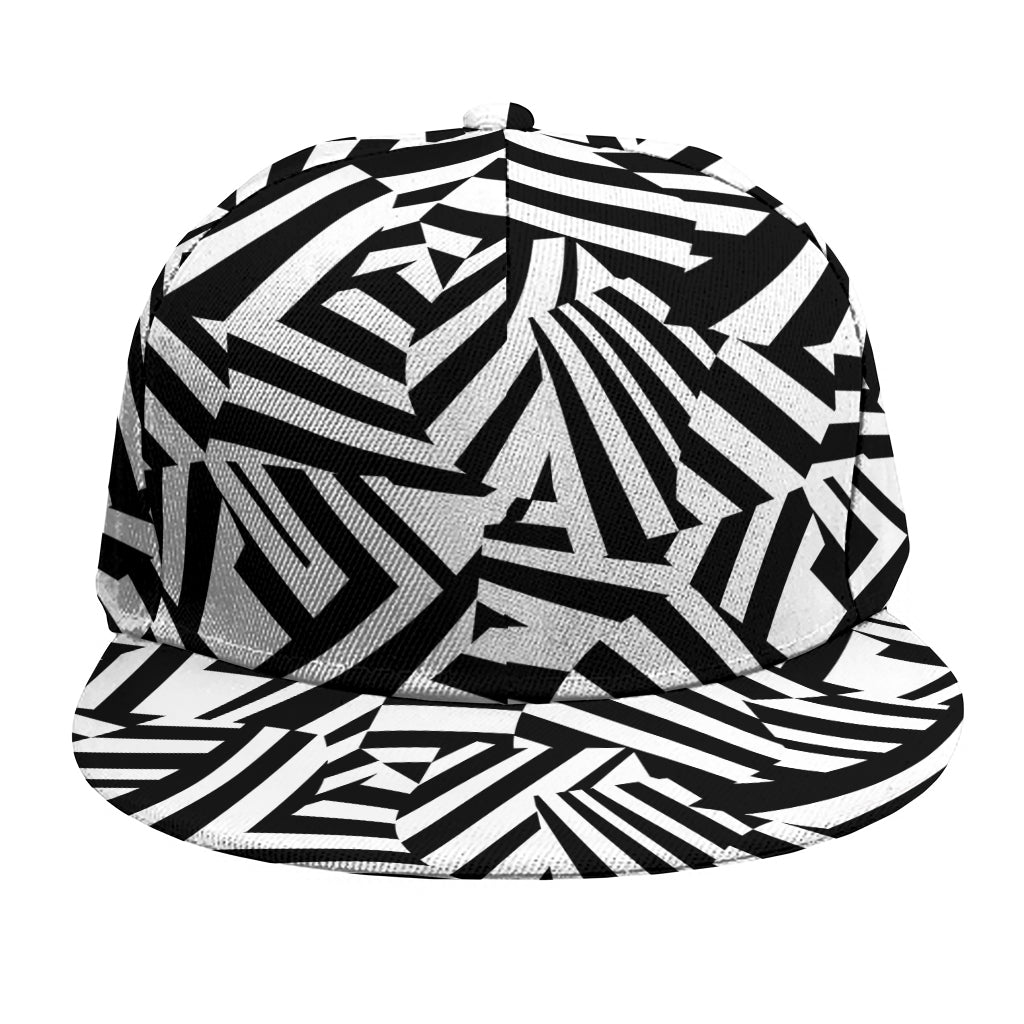 Black And White Dazzle Pattern Print Snapback Cap