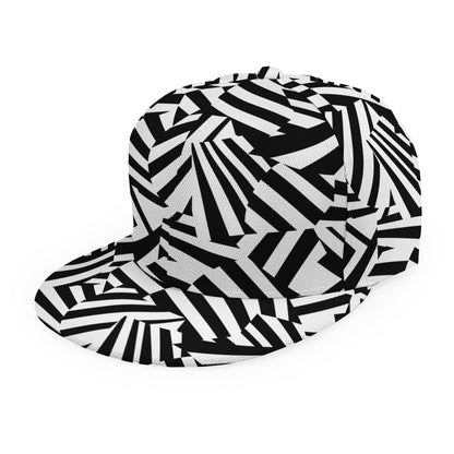 Black And White Dazzle Pattern Print Snapback Cap