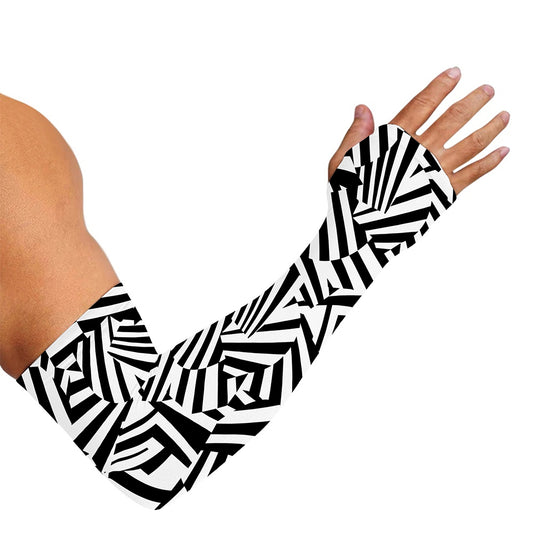 Black And White Dazzle Pattern Print Sun Protection Arm Sleeves