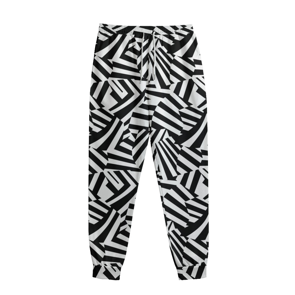 Black And White Dazzle Pattern Print Sweatpants