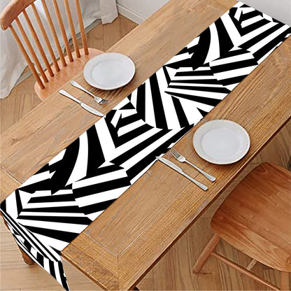 Black And White Dazzle Pattern Print Table Runner