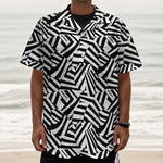 Black And White Dazzle Pattern Print Textured Short Sleeve Shirt