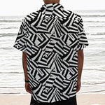 Black And White Dazzle Pattern Print Textured Short Sleeve Shirt