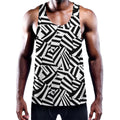 Black And White Dazzle Pattern Print Men's Workout Tank Top