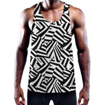 Black And White Dazzle Pattern Print Training Tank Top