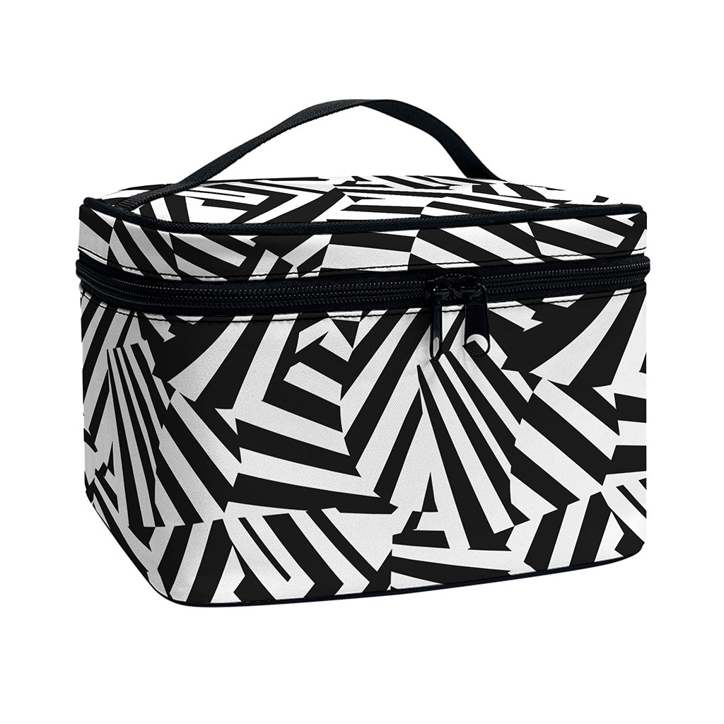 Black And White Dazzle Pattern Print Travel Makeup Bag