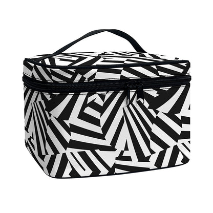 Black And White Dazzle Pattern Print Travel Makeup Bag