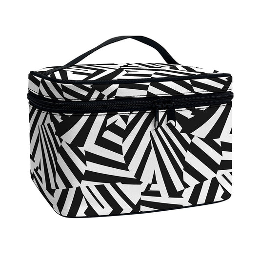 Black And White Dazzle Pattern Print Travel Makeup Bag