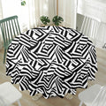 Black And White Dazzle Pattern Print Waterproof Round Tablecloth
