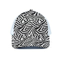 Black And White Dazzle Pattern Print White Mesh Trucker Hat