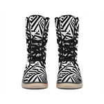 Black And White Dazzle Pattern Print Winter Boots