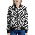 Black And White Dazzle Pattern Print Women's Bomber Jacket
