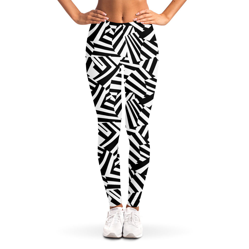 Black And White Dazzle Pattern Print Women's Leggings