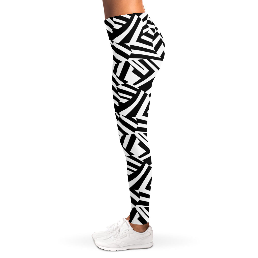 Black And White Dazzle Pattern Print Women's Leggings