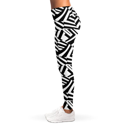 Black And White Dazzle Pattern Print Women's Leggings