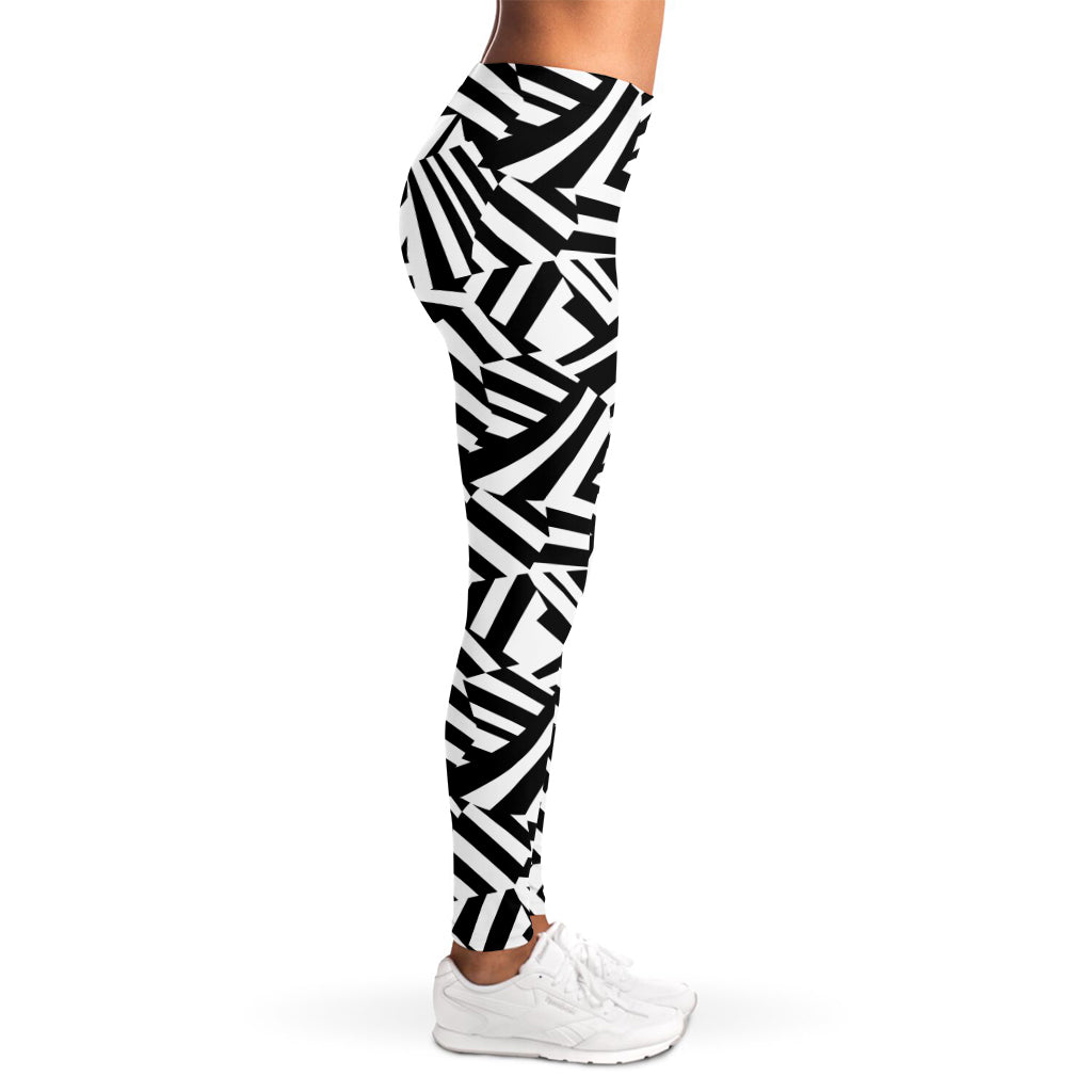 Black And White Dazzle Pattern Print Women's Leggings