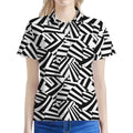 Black And White Dazzle Pattern Print Women's Polo Shirt