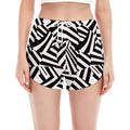 Black And White Dazzle Pattern Print Women's Split Running Shorts