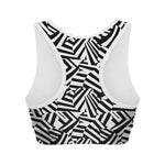 Black And White Dazzle Pattern Print Women's Sports Bra
