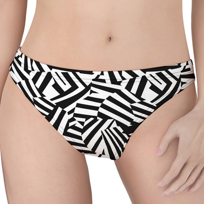 Black And White Dazzle Pattern Print Women's Thong