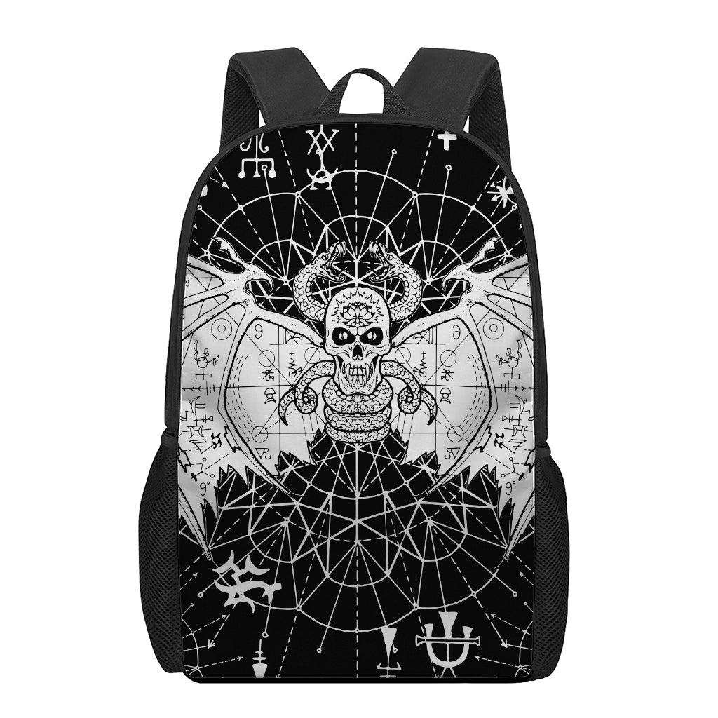 Black And White Demon Wicca Print 17 Inch Backpack