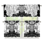 Black And White Demon Wicca Print 3 Piece Kitchen Curtains