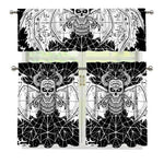 Black And White Demon Wicca Print 3 Piece Kitchen Curtains