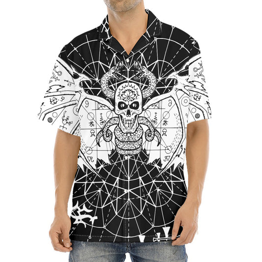 Black And White Demon Wicca Print Aloha Shirt