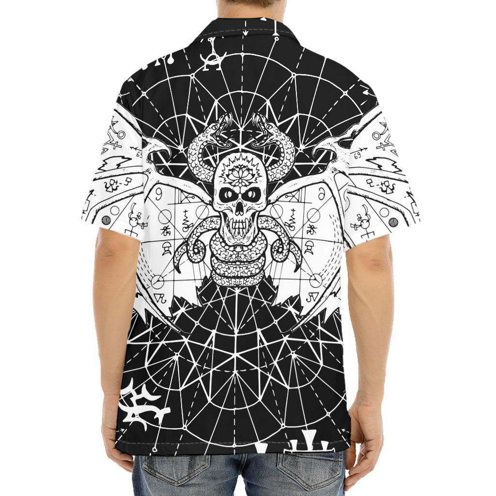 Black And White Demon Wicca Print Aloha Shirt
