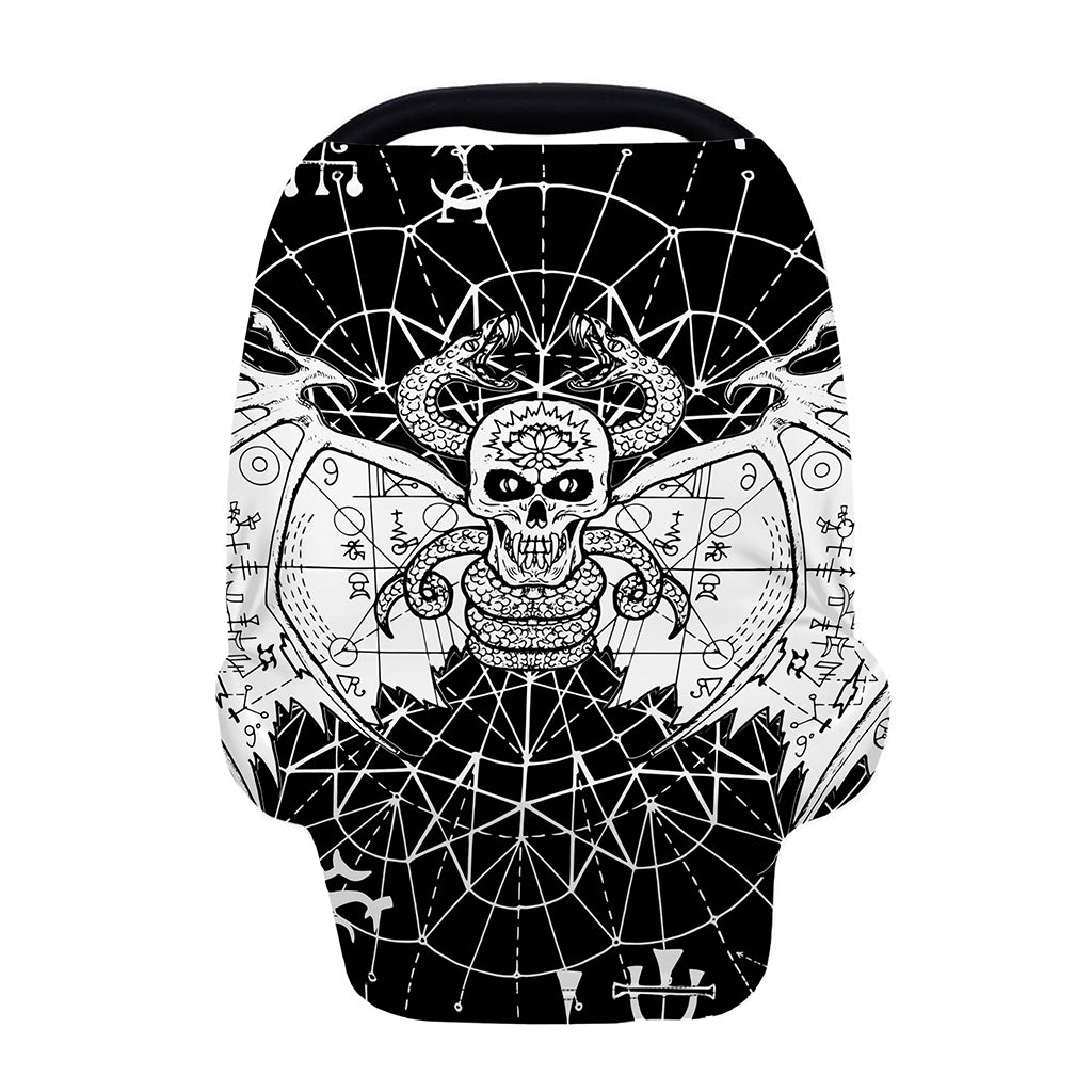 Black And White Demon Wicca Print Baby Seat Cover