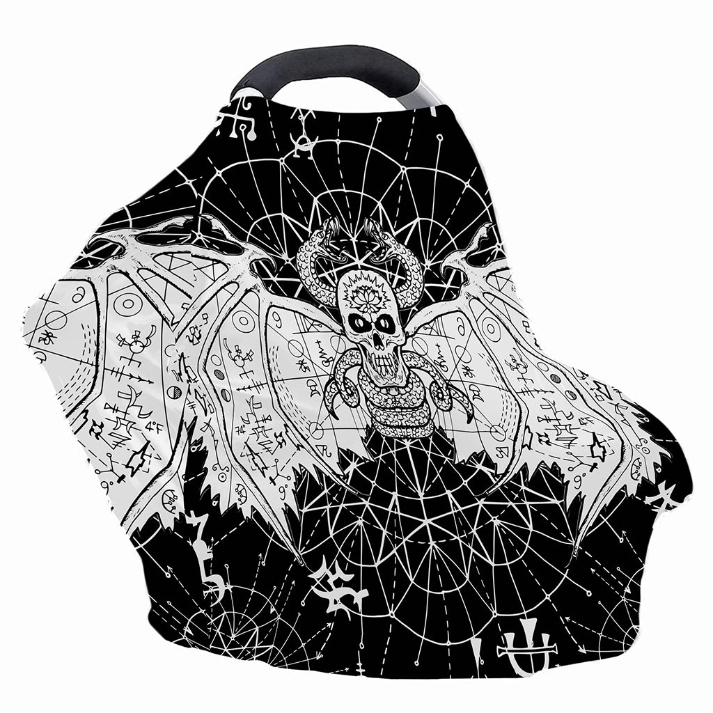 Black And White Demon Wicca Print Baby Seat Cover