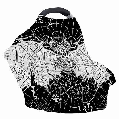 Black And White Demon Wicca Print Baby Seat Cover