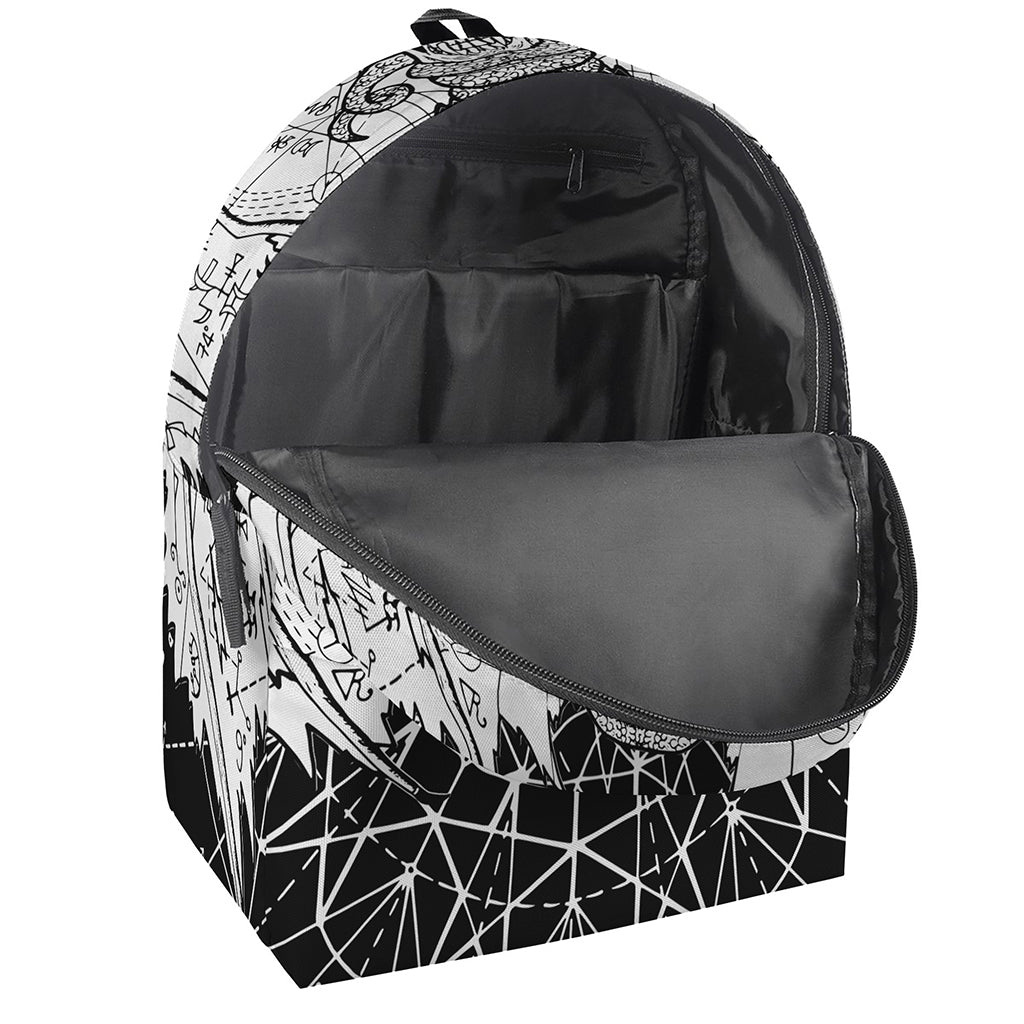 Black And White Demon Wicca Print Backpack