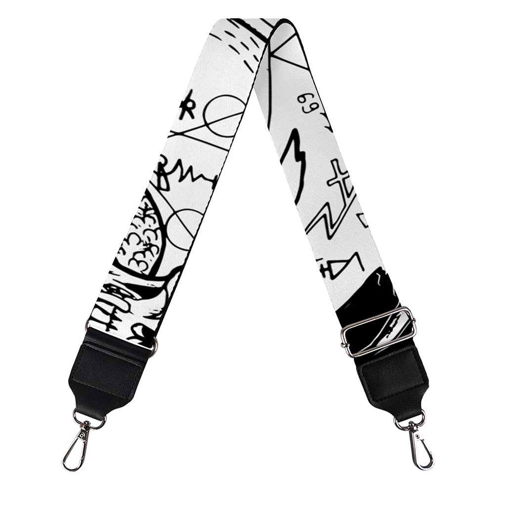 Black And White Demon Wicca Print Bag Strap