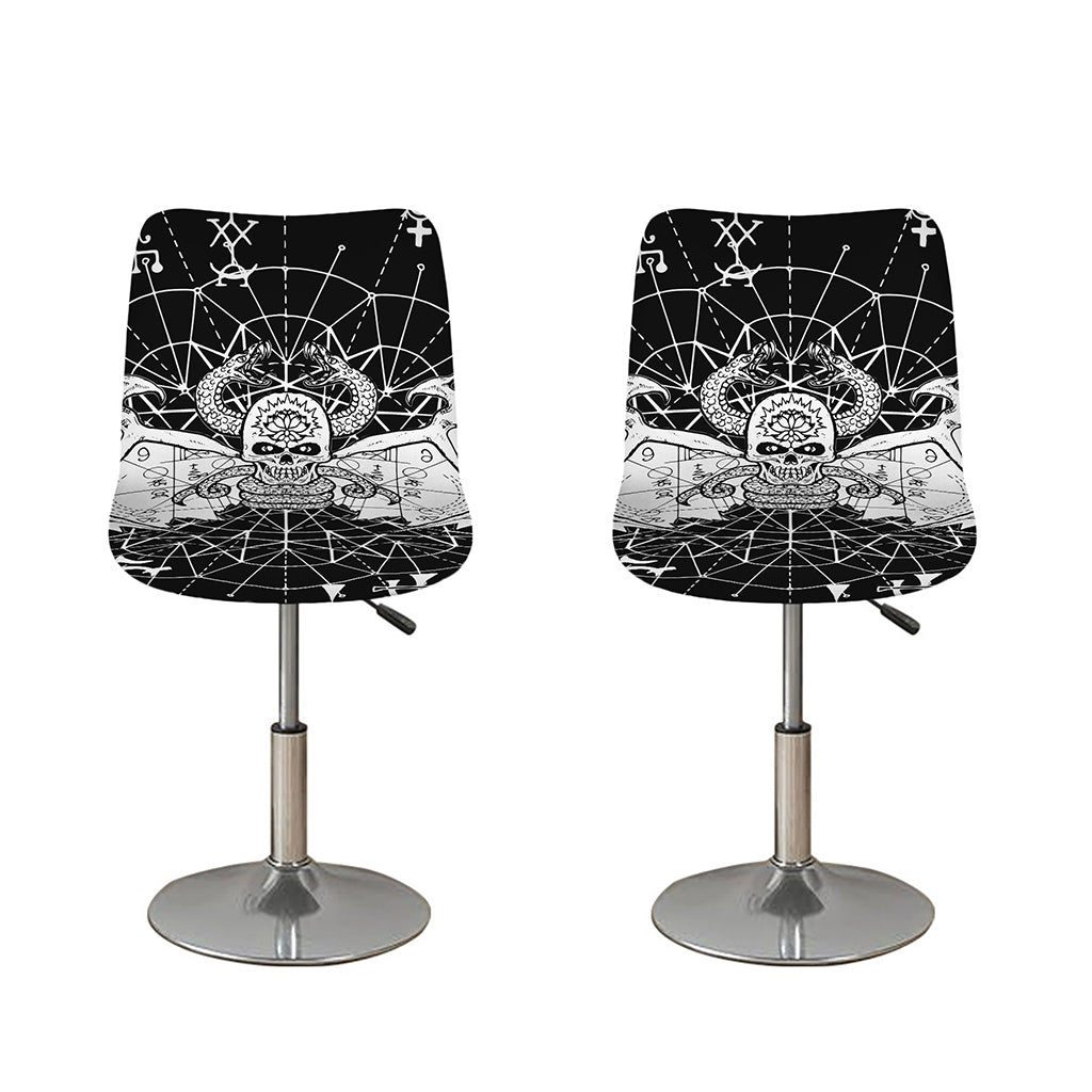 Black And White Demon Wicca Print Bar Stool Covers