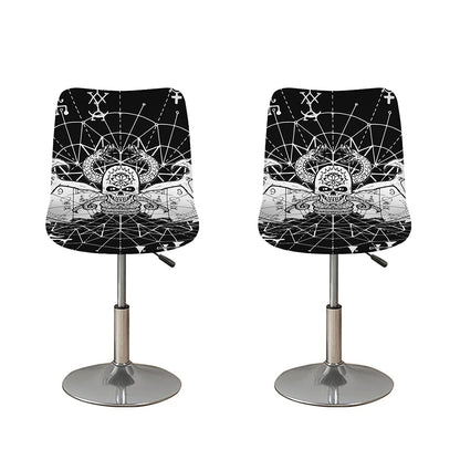 Black And White Demon Wicca Print Bar Stool Covers