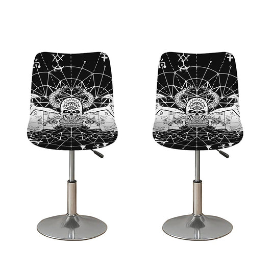 Black And White Demon Wicca Print Bar Stool Covers