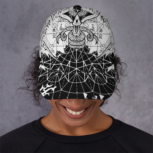 Black And White Demon Wicca Print Baseball Cap