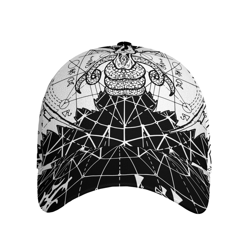 Black And White Demon Wicca Print Baseball Cap