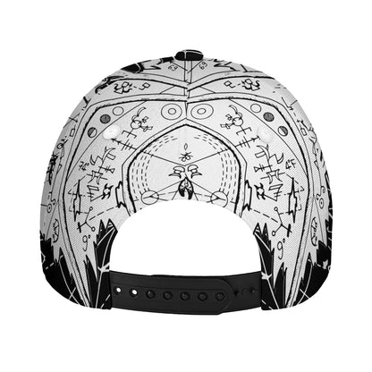Black And White Demon Wicca Print Baseball Cap