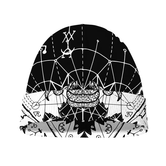 Black And White Demon Wicca Print Beanie