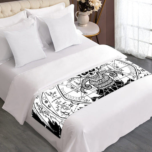 Black And White Demon Wicca Print Bed Runner