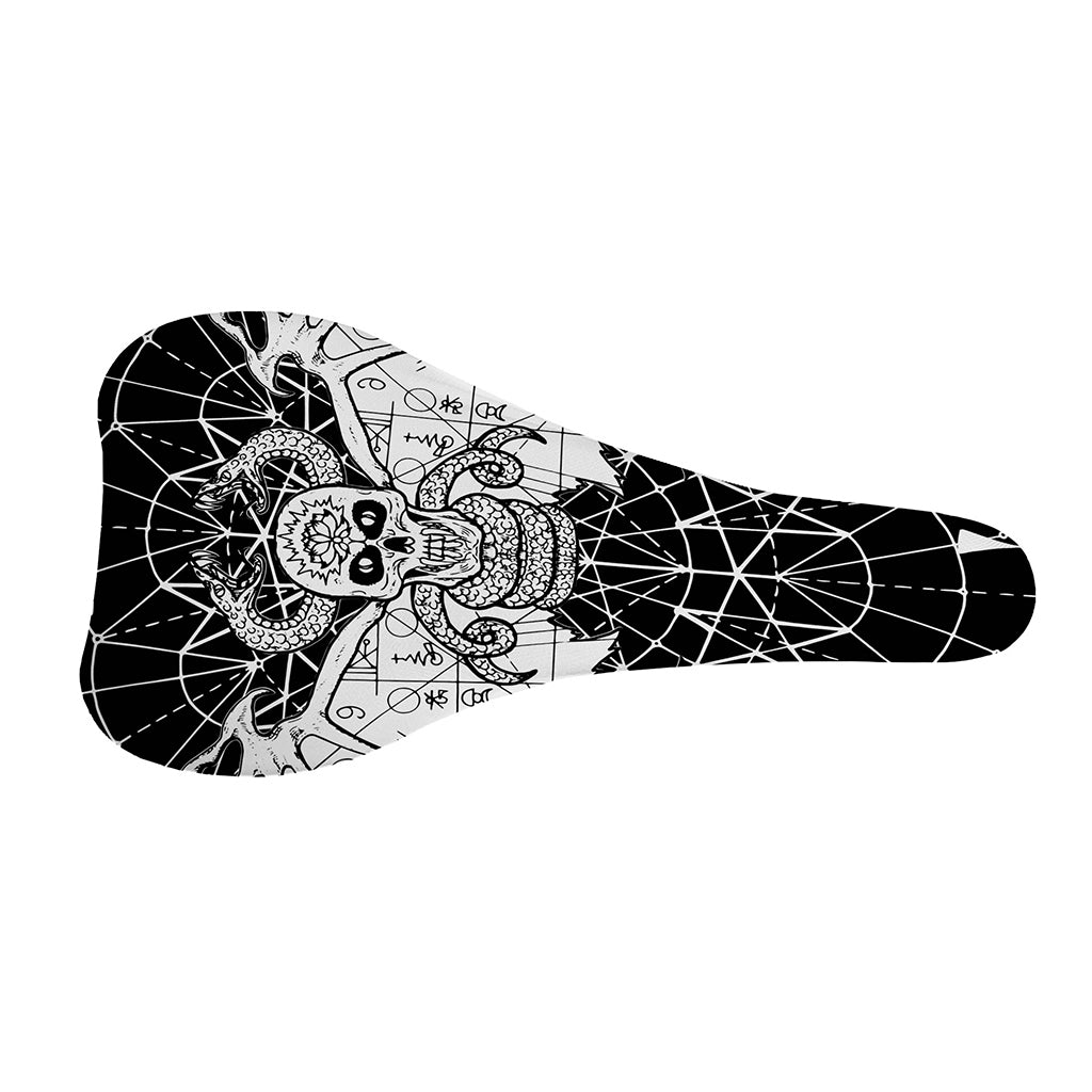 Black And White Demon Wicca Print Bicycle Seat Cover