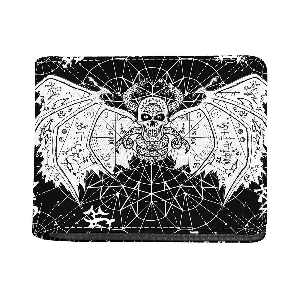 Black And White Demon Wicca Print Bifold Wallet