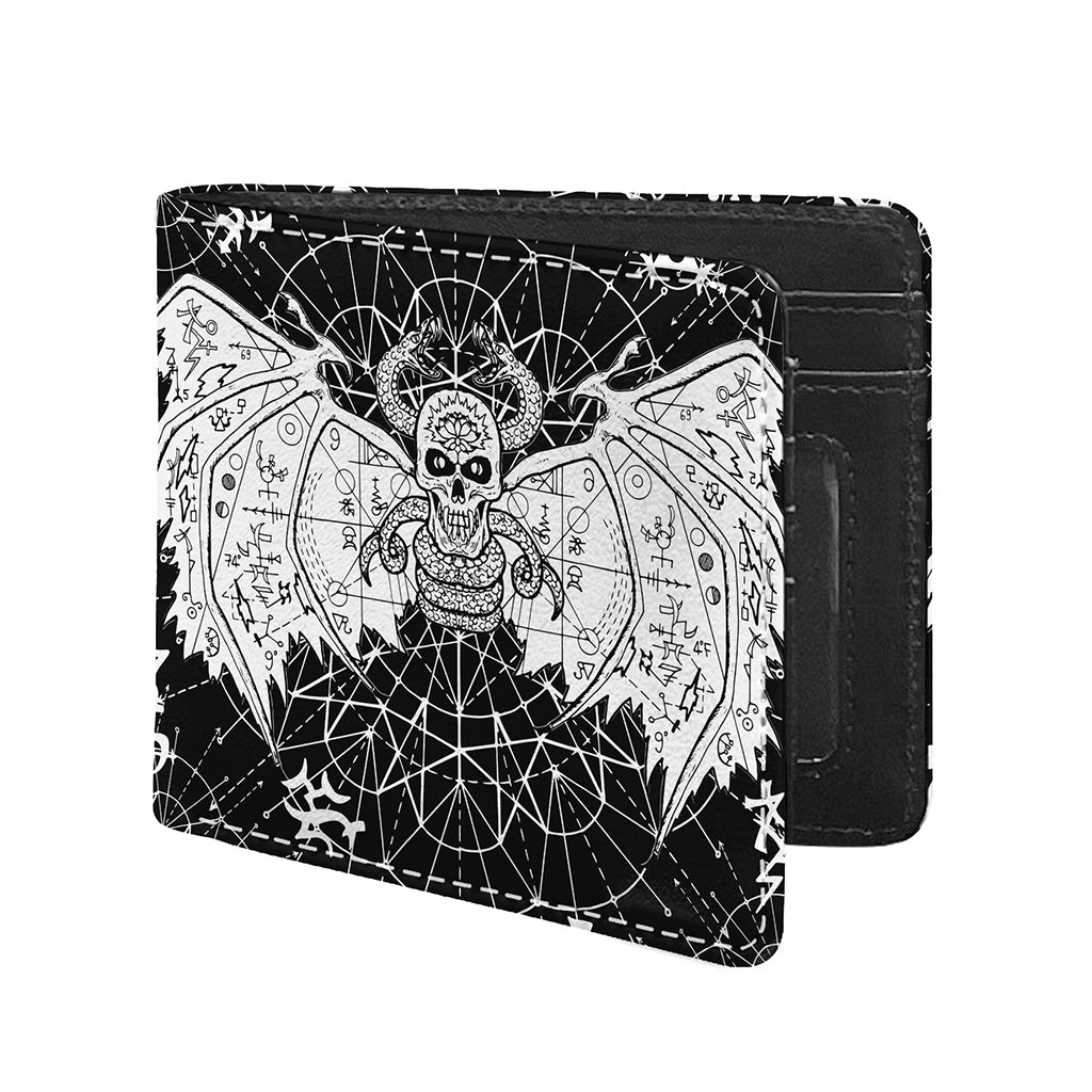 Black And White Demon Wicca Print Bifold Wallet