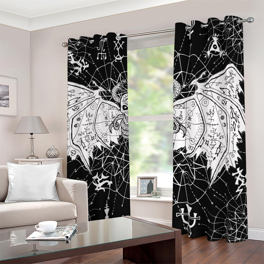 Black And White Demon Wicca Print Blackout Grommet Curtains