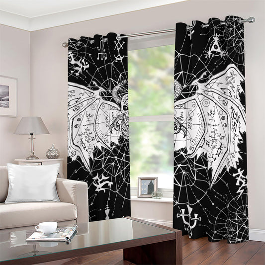 Black And White Demon Wicca Print Blackout Grommet Curtains
