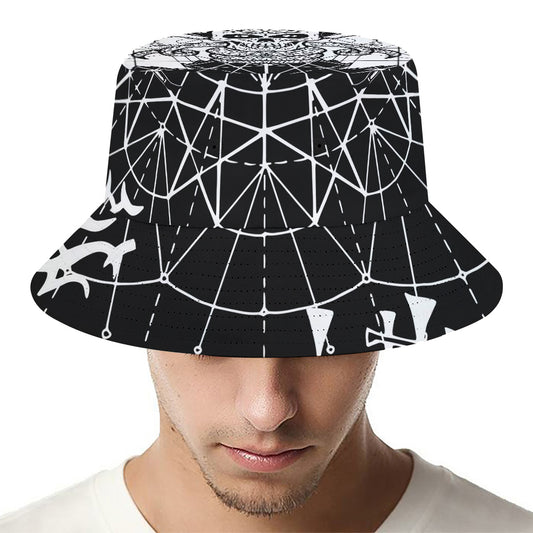 Black And White Demon Wicca Print Bucket Hat
