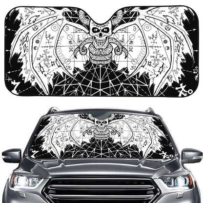 Black And White Demon Wicca Print Car Windshield Sun Shade