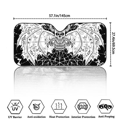 Black And White Demon Wicca Print Car Windshield Sun Shade